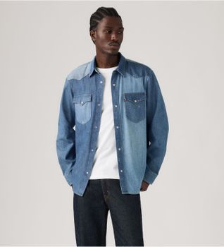 Levi's para hombre. 008CT-0000 Camisa western front yoke relaxed azul medio (M), Casual, Algodón, Manga larga