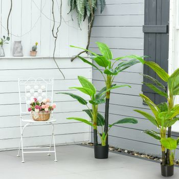 2 Bananeras Artificiales De Peva Pe Homcom Ø17x150 Cm-homcom. Verde