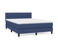 cama box spring con colchon tela azul 140x200 cm rayas verticales