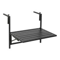 ete - mesa plegable para barandilla 60 x 63 x 56 cm estante suspendido de exterior en metal negro