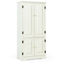 costway armario vertical armario de doble puerta con repisa regulable dispositivo antivuelco organizador para salon dormitorio bano beige