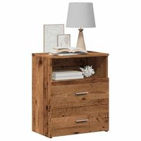 mesitas de noche 2 uds - dormitorio - madera ingenieria - envejecida 50x32x60cm