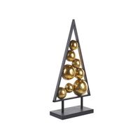 figura decorativa adorno navideno de metal arbol de navidad negro y dorado ranua