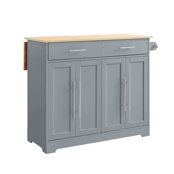 Sobuy Mueble Auxiliar De Cocina Gris, 2 Cajones, Encimera Plegable Y Toallero, Mdf