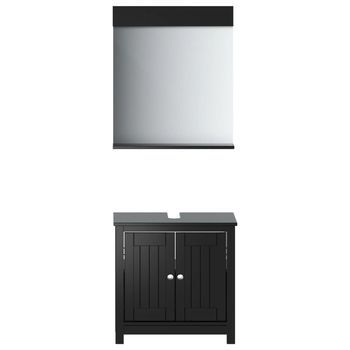 Juego De Muebles De Baño Berg 2 Pzas Madera Maciza Pino Negro Vidaxl