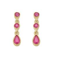 9ct gold ruby drop earrings - 18mm drop - g1812