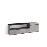 mueble tv television muebles de salon almacenaje 150x45x35cm para tv hasta 65 con almacenamiento estilo moderno cemento