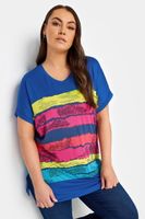 yours camiseta azul de pico franjas de color mujer curvy y tallas grandes yours