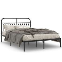 cama doble  cama para adultos  estructura de cama con cabecero metal negro 135x190 cm