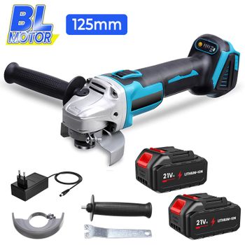 Amoladora angular eléctrica inalámbrica sin escobillas de 125 mm, máquina pulidora de 4 velocidades, herramienta eléctrica para trabajar la madera, compatible con batería Makita de 18 V