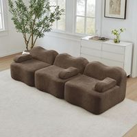 sofa modular 3 plazas espuma alta densidad 32d forma ondulada asiento profundo cojin brazo desmontable marron