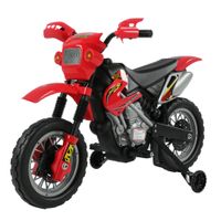 homcom moto electrica infantil bateria 6v recargable ninos 3 anos cargador y ruedas apoyo color rojo   aosom espana