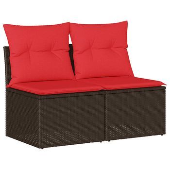 Set Sofás Jardín Y Cojines 2 Pzas Ratán Sintético Acacia Marrón Cfw338705