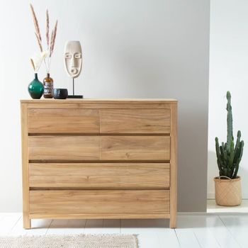 Cómoda de teca maciza de 120 cm