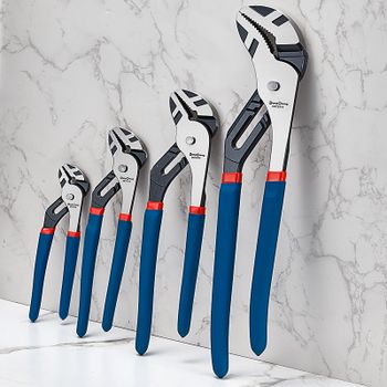 Alicates para bomba de agua de acero CRV con tratamiento térmico, llave de tubo de ranura ajustable multiposición, agarre de PVC de alto torque, 8, 10, 12, 16 pulgadas