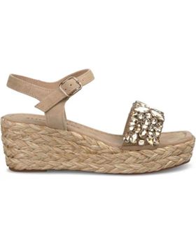 de ALMA EN PENA SANDALIA CUNA MEDIA CON PEDRERIA SUEDE TAUPE