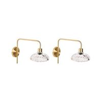 conjunto de 2 lamparas de pared glamuroso moderno luz ambiental pantalla de vidrio tipo tambor base de hierro sala de estar dorado molino