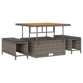 Conjunto De Comedor De Jardín | Mueble De Jardín Gris Ratán Sintético