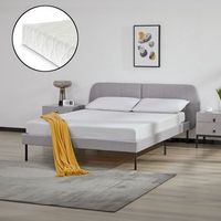 cama tapizada porvoo con cabecero somier textil con colchon 140x200cm - gris encasa