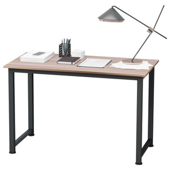 HOMCOM Mesa de Ordenador Escritorio para Hogar Oficina con Pies Ajustables Mobiliario Simple 120x60x76cm Negro y Natural   Aosom España