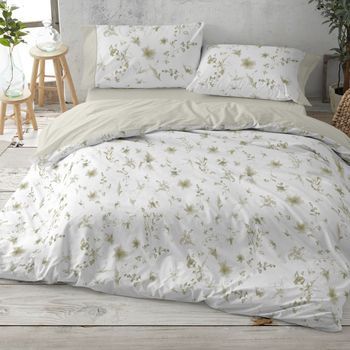 Juego Funda Nórdica 50% Algodón Cama De 200 Cm - Salvia - Burrito Blanco