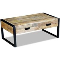 mesa de centro con 2 cajones madera maciza mango 100x60x40 cm vidaxl
