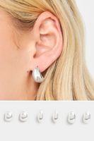 juego 3 pares pendientes plateados aros gruesos