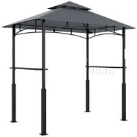 outsunny pergola de barbacoa de dos niveles toldo de recepcion para jardin con luz led 240x150x250 cm gris oscuro   aosom espana