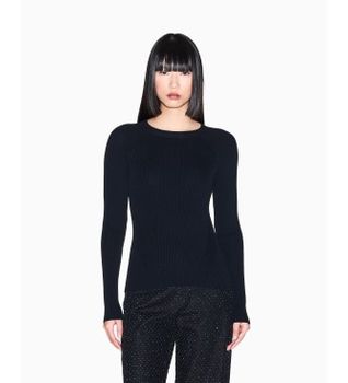 A|X Armani Exchange para mujer. XW001883AF10352UC001 Jersey Raglán negro (M), Casual, Viscosa, Manga larga