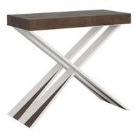 consola extensible 90x40196 cm efecto madera nogal y hierro