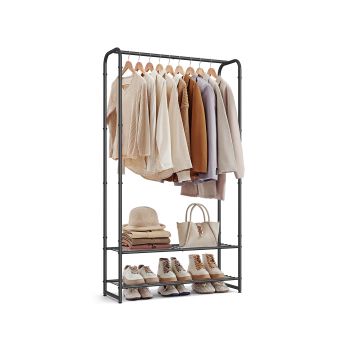 Perchero con Estantes de Almacenamiento, Negro Mate / 1 fila (73A cm)
