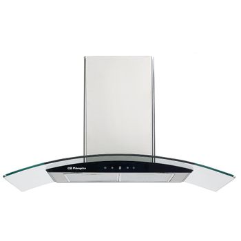 Orbegozo DS 61190 IN Campana Extractora Decorativa 90 cm Inox y Cristal Negro – Clase Energética A, Motor 230W, Extracción 619.3 m³/h, Control Táctil Digital, Temporizador 9 min, 2 Luces LED y