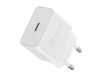 Cargador móvil - CellularLine USB C Charger, 15 W, Carga rápida, 110/240 V, Universal, Blanco