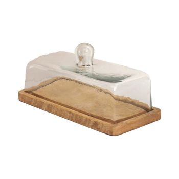 Plato de madera beige para galletas