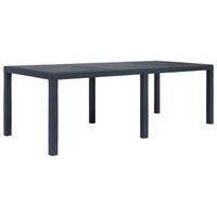 mesa de jardin de plastico aspecto ratan gris 220x90x72 cm vidaxl
