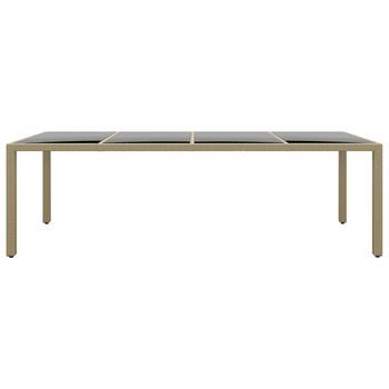 Mesa De Jardín | Mesa De Exterior Superficie De Vidrio Ratán Sintético Beige