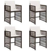 pack 4 uds sillas de jardin  silla de exterior  sillon con cojinesratan sintetico marron