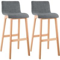 juego de 2 taburetes de bar hover asiento de tela patas de madera de haya natural gris claro 46x41x102 cm clp