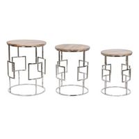 mesita auxiliar set 3 mango acero 495x495x62