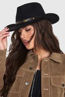 sombrero de vaquero con ribete estilo western negro