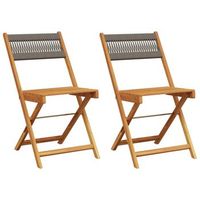 pack 2 uds silla de jardin  sillas bistro madera maciza acacia y polipropileno gris