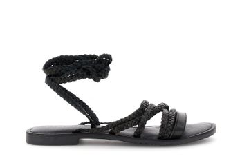 sandalias de piel con bordado de trenza y cierre de esclava black