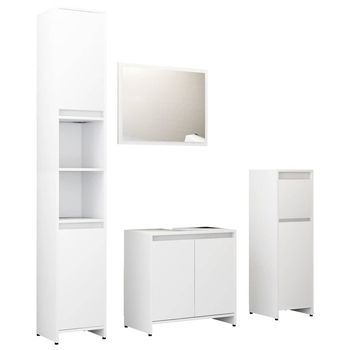 Juego De Muebles De Baño 4 Piezas Madera Ingeniería Blanco Vidaxl