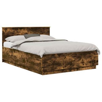 Estructura De Cama Con Cabecera Roble Ahumado 150 X 200 Cm Vidaxl