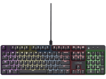 Teclado gaming - Trust Zora GXT 871, USB, Mecánico, Cable, Iluminación RGB, Negro