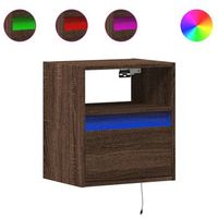 muebles tv  mueble de salon  gabinete de tv de pared luces led 2 uds marron roble 41x31x45 cm