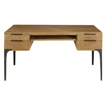 Escritorio industrial de mango macizo y metal de 155 cm
