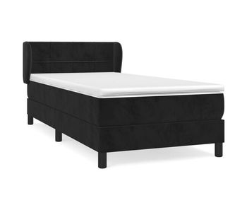 Cama box spring con colchón terciopelo negro 80x200 cm bloques con cuadros