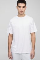 hombre camiseta basica con cuello de caja blanco