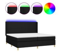 cama box spring colchon y luces led tela negro 200x200 cm diseno plano